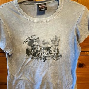 Harley Davidson Sturgis t shirt. Women fit blue- gray color